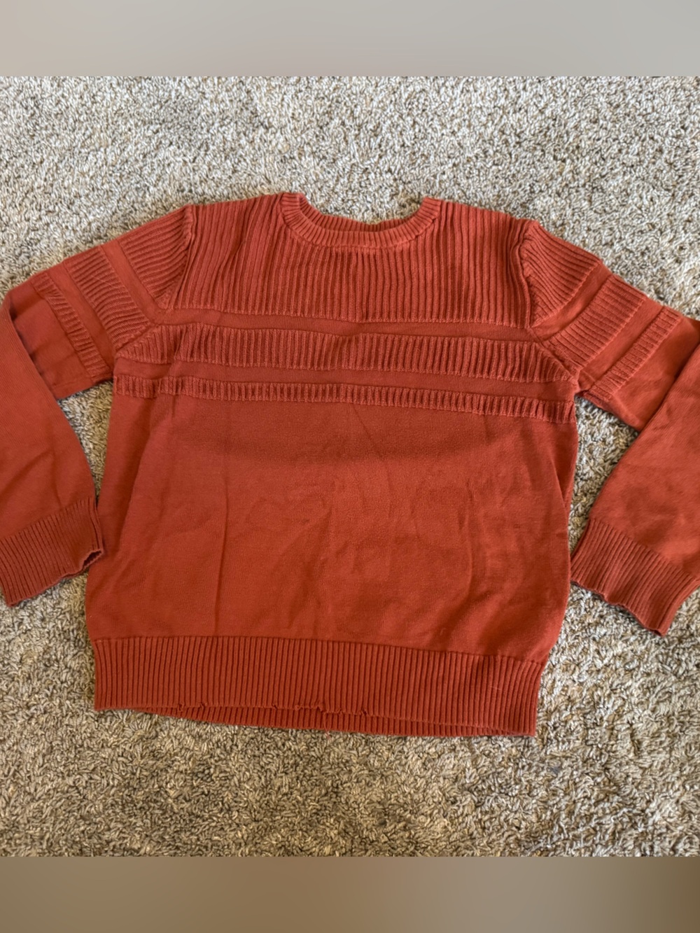 Cat & Jack Kids Rust Orange Ribbed Crewneck Sweater